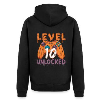 Halloween Pattern Pumpkin Game Gamer Birth Age 10 - Unisex Premium Organic Zip Hoodie - black - Back - Nico (187cm)