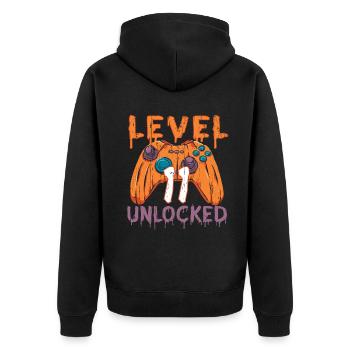Halloween Pattern Pumpkin Game Gamer Birth Age 11 - Unisex Premium Organic Zip Hoodie - black - Back - Nico (187cm)