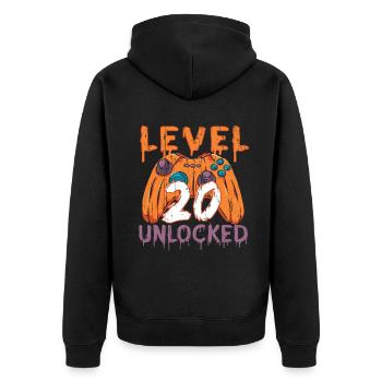 Halloween Pattern Pumpkin Game Gamer Birth Age 20 - Unisex Premium Organic Zip Hoodie - black - Back - Nico (187cm)