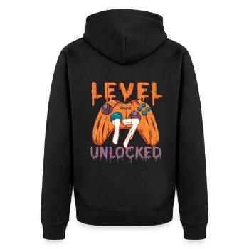 Halloween Pattern Pumpkin Game Gamer Birth Age 17 - Unisex Premium Organic Zip Hoodie - black - Back - Nico (187cm)