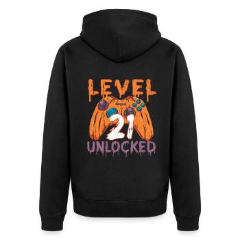 Halloween Pattern Pumpkin Game Gamer Birth Age 21 - Unisex Premium Organic Zip Hoodie - black - Back - Nico (187cm)