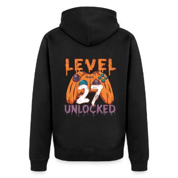 Halloween Pattern Pumpkin Game Gamer Birth Age 27 - Unisex Premium Organic Zip Hoodie - black - Back - Nico (187cm)