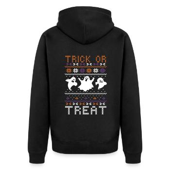 Stitch Pattern Ghost Creatures Trick Halloween - Unisex Premium Organic Zip Hoodie - black - Back - Nico (187cm)