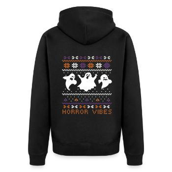 Stitch Pattern Ghost Creatures Horror Halloween - Unisex Premium Organic Zip Hoodie - black - Back - Nico (187cm)