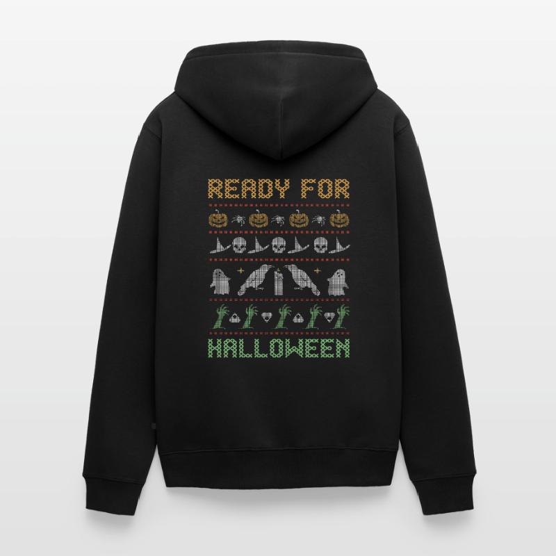 Stitch Pattern Horror Creatures Ready Halloween Unisex Premium Bio Zip Hoodie