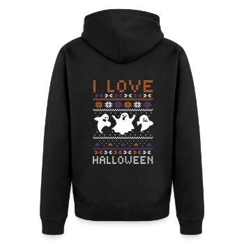 Stitch Pattern Ghost Creatures Love Halloween - Unisex Premium Organic Zip Hoodie - black - Back - Nico (187cm)