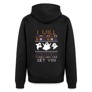 Stitch Pattern Get You Ghost Creatures Halloween - Unisex Premium Organic Zip Hoodie - black - Back - Nico (187cm)