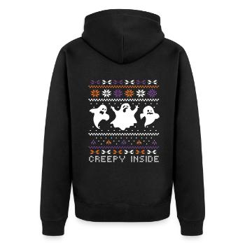 Stitch Pattern Ghost Creatures Inside Halloween - Unisex Premium Organic Zip Hoodie - black - Back - Nico (187cm)
