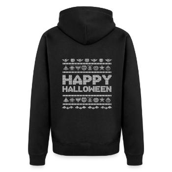 Stitch Pattern Funny Creatures Happy Halloween - Unisex Premium Bio Zip Hoodie - Schwarz - Hinten - Nico (187cm)