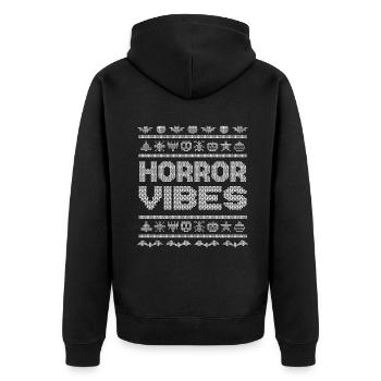 Stitch Pattern Funny Creatures Horror Halloween - Unisex Premium Organic Zip Hoodie - black - Back - Nico (187cm)
