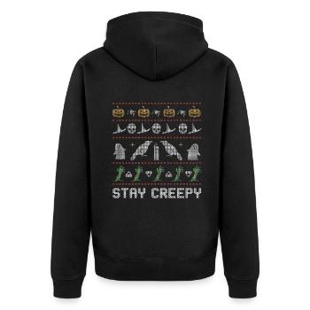 Stitch Pattern Horror Creatures Creepy Halloween - Unisex Premium Organic Zip Hoodie - black - Back - Nico (187cm)