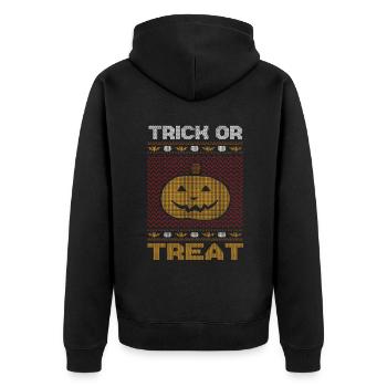 Stitch Pattern Pumpkin Creature Trick Halloween - Unisex Premium Organic Zip Hoodie - black - Back - Nico (187cm)