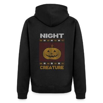 Stitch Pattern Pumpkin Night Creature Halloween - Unisex Premium Organic Zip Hoodie - black - Back - Nico (187cm)