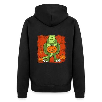 Animal Dinosaur Pumpkin Costume For Halloween - Unisex Premium Organic Zip Hoodie - black - Back - Nico (187cm)
