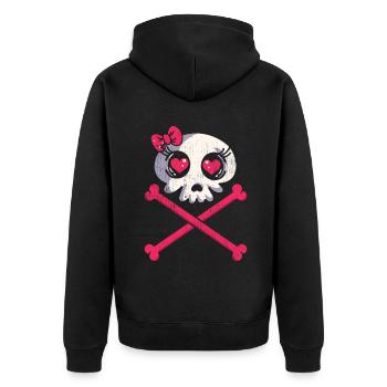 Bone Skeleton Face Horror Scary Halloween - Unisex Premium Bio Zip Hoodie - Schwarz - Hinten - Nico (187cm)