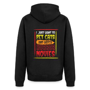 Horror Movie Characters Pet Cats Halloween - Unisex Premium Organic Zip Hoodie - black - Back - Nico (187cm)
