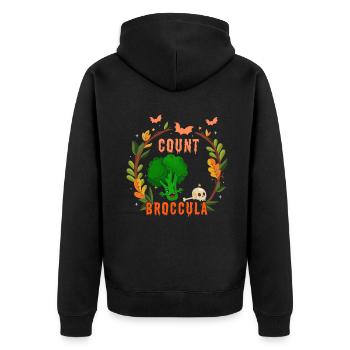 Cute Broccoli Vampire Horror Scary Halloween - Unisex Premium Organic Zip Hoodie - black - Back - Nico (187cm)