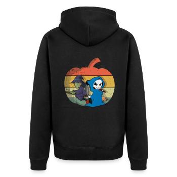 Vintage Witch Skeleton Horror Scary Halloween - Unisex Premium Bio Zip Hoodie - Schwarz - Hinten - Nico (187cm)