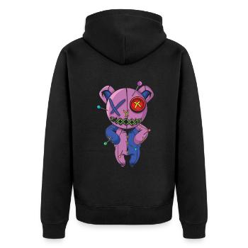 Creepy Witch Voodoo Horror Scary Halloween - Unisex Premium Bio Zip Hoodie - Schwarz - Hinten - Nico (187cm)