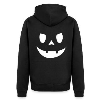 Cute Pumpkin Face Horror Scary Halloween - Unisex Premium Bio Zip Hoodie - Schwarz - Hinten - Nico (187cm)