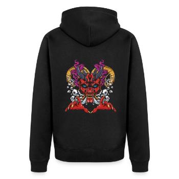 Devil Demon Retro Horror Scary Halloween - Unisex Premium Organic Zip Hoodie - black - Back - Nico (187cm)