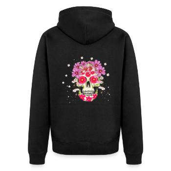 Muertos Day Skeleton Horror Scary Halloween - Unisex Premium Bio Zip Hoodie - Schwarz - Hinten - Nico (187cm)