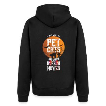 Horror Movie Characters Cats Halloween - Unisex Premium Organic Zip Hoodie - black - Back - Nico (187cm)