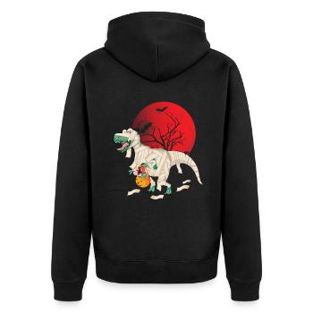 Dinosaur Horror Scary Halloween - Unisex Premium Bio Zip Hoodie - Schwarz - Hinten - Nico (187cm)