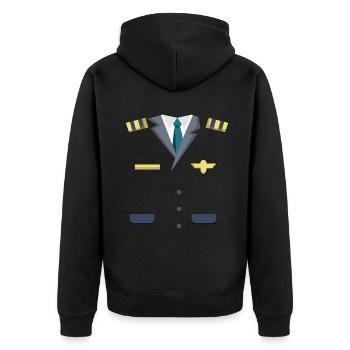 Funny Pilot Costume For Halloween - Unisex Premium Bio Zip Hoodie - Schwarz - Hinten - Nico (187cm)