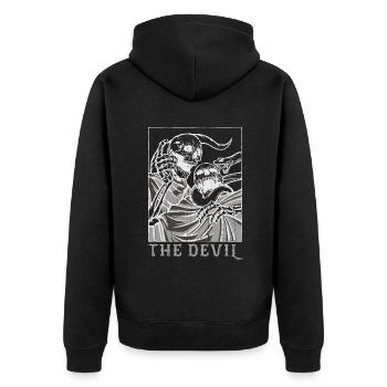 Skeleton Bones Tarot Card Occult Devil Gothic - Unisex Premium Bio Zip Hoodie - Schwarz - Hinten - Nico (187cm)