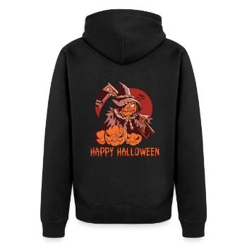 Horreur Scythe Witch Pumpkin Joyeux Halloween - Veste à capuche bio Premium Unisexe - noir - Dos - Nico (187cm)