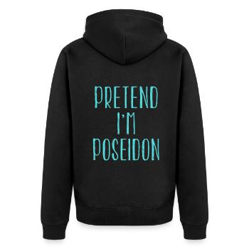 Funny Pretend I'm Poseidon Costume For Halloween - Unisex Premium Organic Zip Hoodie - black - Back - Nico (187cm)