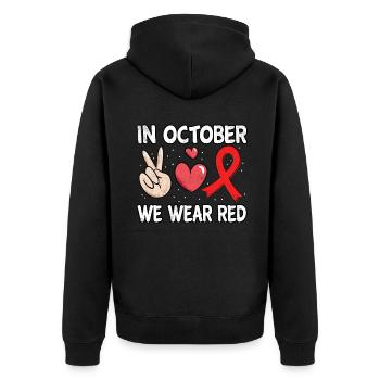 Peace Ribbon Week Awareness In October Wear Red - Unisex Premium Bio Zip Hoodie - Schwarz - Hinten - Nico (187cm)
