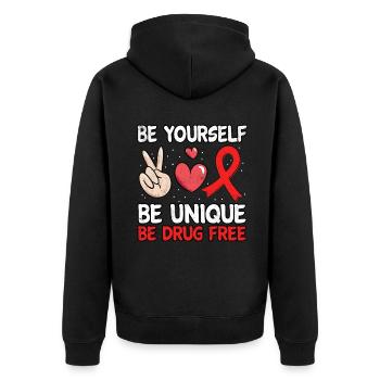 Peace Ribbon Week Awareness In October Unique - Unisex Premium Bio Zip Hoodie - Schwarz - Hinten - Nico (187cm)