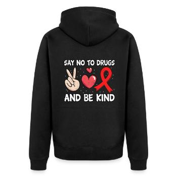 Peace Ribbon Week Awareness In October Kind - Unisex Premium Bio Zip Hoodie - Schwarz - Hinten - Nico (187cm)