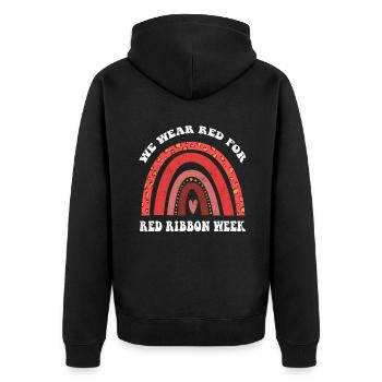Rainbow Ribbon Week Awareness October Wear Red - Unisex Premium Bio Zip Hoodie - Schwarz - Hinten - Nico (187cm)