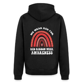 Rainbow Ribbon Week October Wear Red - Unisex Premium Bio Zip Hoodie - Schwarz - Hinten - Nico (187cm)