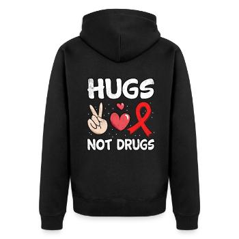 Peace Ribbon Week Awareness In October Kind Hugs - Unisex Premium Bio Zip Hoodie - Schwarz - Hinten - Nico (187cm)