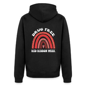Rainbow Ribbon Week October Substance Wear Red - Unisex Premium Bio Zip Hoodie - Schwarz - Hinten - Nico (187cm)