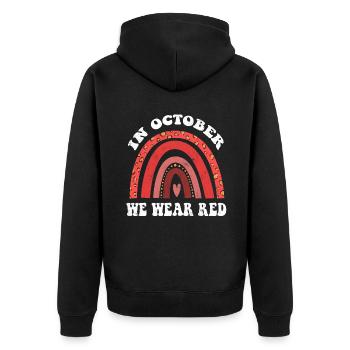 Rainbow Ribbon Week Awareness In October Wear Red - Unisex Premium Organic Zip Hoodie - black - Back - Nico (187cm)