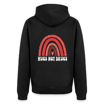 Kind Hugs Rainbow Ribbon Week Awareness Wear Red - Unisex Premium Bio Zip Hoodie - Schwarz - Hinten - Nico (187cm)