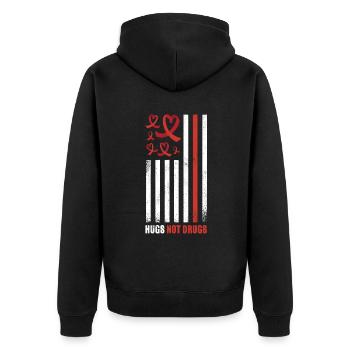 Red Flag Ribbon Heart Week In October Kind Hug Red - Unisex Premium Bio Zip Hoodie - Schwarz - Hinten - Nico (187cm)