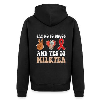 Peace Ribbon Week Awareness Yes Milktea Wear Red - Unisex Premium Organic Zip Hoodie - black - Back - Nico (187cm)