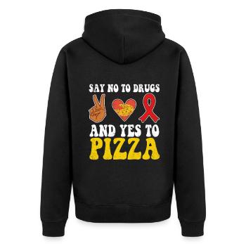 Peace Ribbon Week Awareness Yes Pizza Wear Red - Unisex Premium Bio Zip Hoodie - Schwarz - Hinten - Nico (187cm)