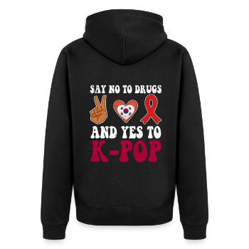 Peace Ribbon Week Awareness Yes K Pop Wear Red - Unisex Premium Bio Zip Hoodie - Schwarz - Hinten - Nico (187cm)