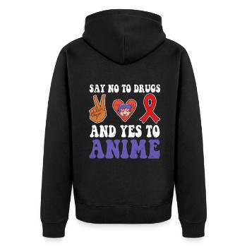 Peace Ribbon Week Awareness Yes Anime Wear Red - Unisex Premium Bio Zip Hoodie - Schwarz - Hinten - Nico (187cm)