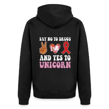 Peace Ribbon Week Awareness Yes Unicorn Wear Red - Unisex Premium Organic Zip Hoodie - black - Back - Nico (187cm)