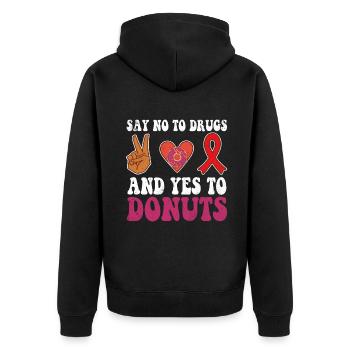 Peace Ribbon Week Awareness Yes Donuts Wear Red - Unisex Premium Bio Zip Hoodie - Schwarz - Hinten - Nico (187cm)
