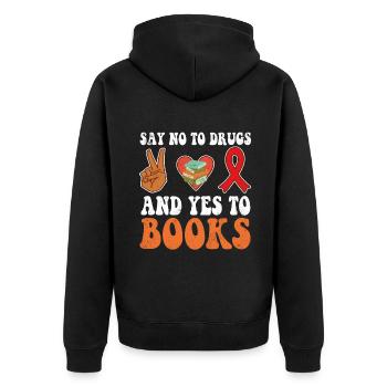 Peace Ribbon Week Awareness Yes Books Wear Red - Unisex Premium Bio Zip Hoodie - Schwarz - Hinten - Nico (187cm)