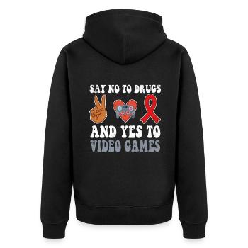 Peace Ribbon Week Awareness Yes Games Wear Red - Unisex Premium Bio Zip Hoodie - Schwarz - Hinten - Nico (187cm)